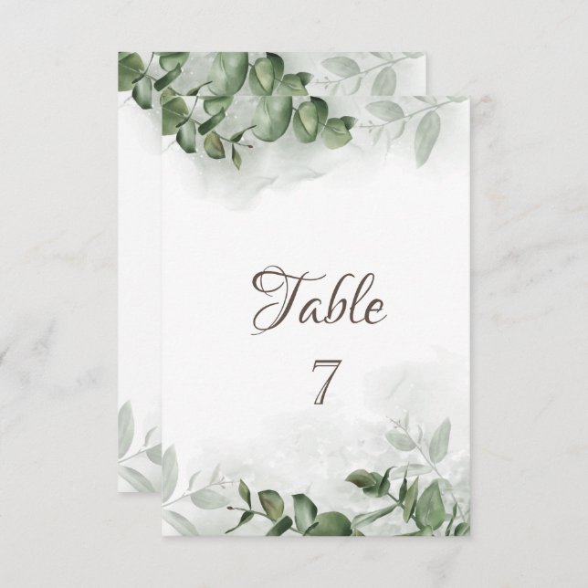 Watercolor Eucalyptus Greenery  Table   Invitation (Front/Back)
