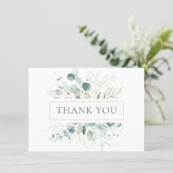 Watercolor Eucalyptus Greenery Thank You | Zazzle