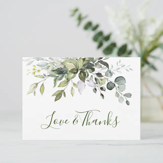 Watercolor Eucalyptus Greenery Thank You Card | Zazzle