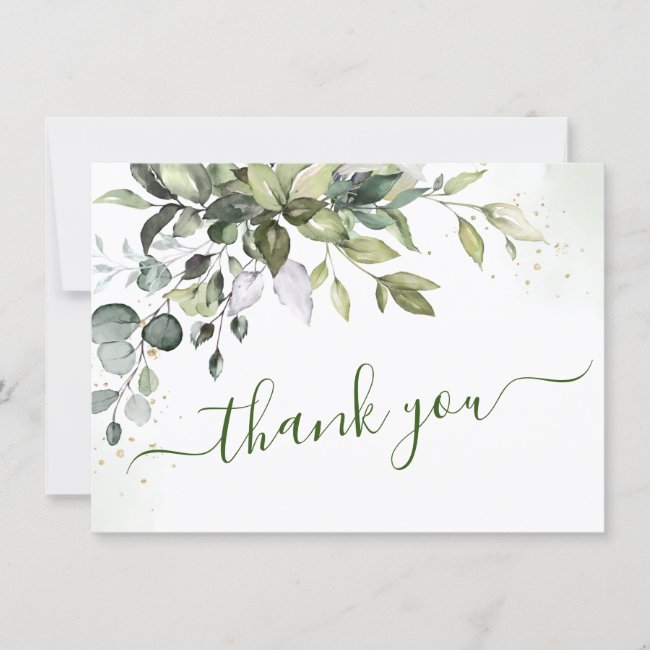 Watercolor Eucalyptus Greenery Thank You Card