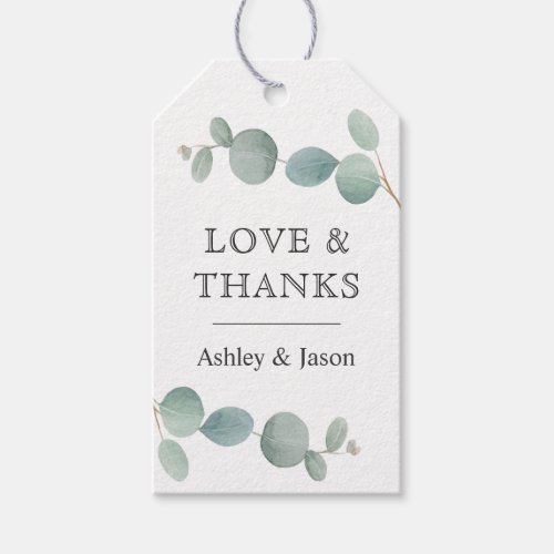 Watercolor Eucalyptus Greenery Thank You Favor Gift Tags