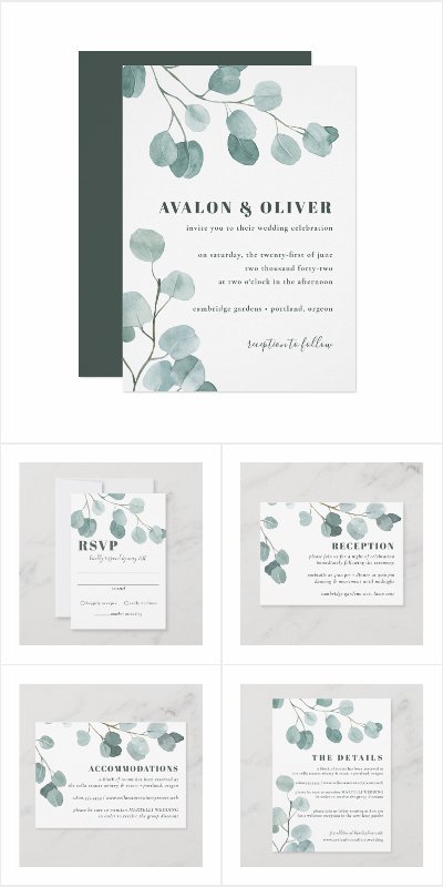 Watercolor Eucalyptus Greenery Wedding Collection