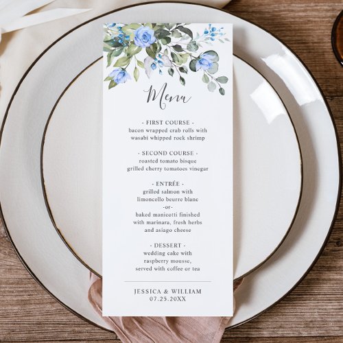 Watercolor Eucalyptus Greenery Wedding Dinner Menu