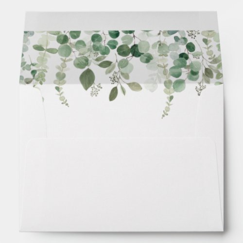 Watercolor eucalyptus greenery wedding envelope