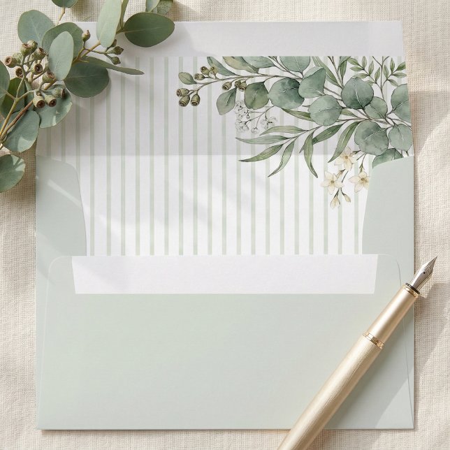 Watercolor Eucalyptus Greenery Wedding Envelope (Creator Uploaded)