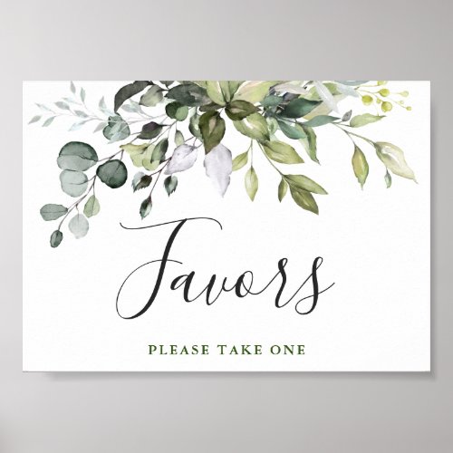 Watercolor Eucalyptus Greenery Wedding Favor Sign