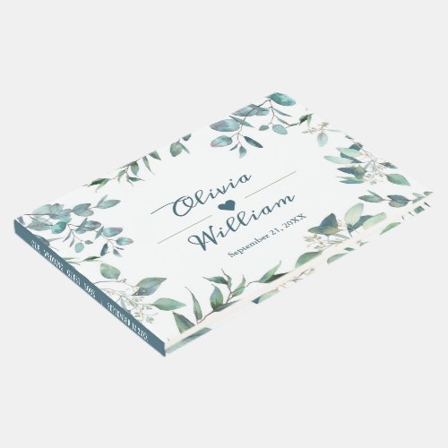 Watercolor Eucalyptus Greenery Wedding Guest Book