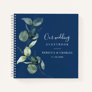 Watercolor Eucalyptus Greenery Wedding Guest Book 