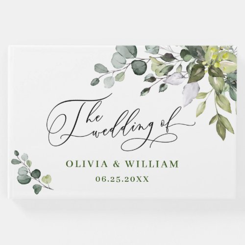 Watercolor Eucalyptus Greenery Wedding Guest Book