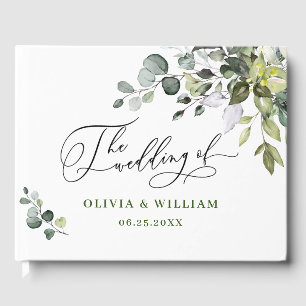 Watercolor Eucalyptus Greenery Wedding Guest Book