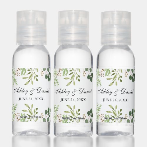 Watercolor Eucalyptus Greenery Wedding Hand Sanitizer