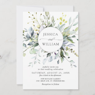 Watercolor Eucalyptus Greenery Wedding Invitation