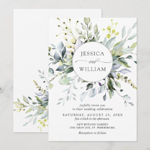 Watercolor Eucalyptus Greenery Wedding Invitation