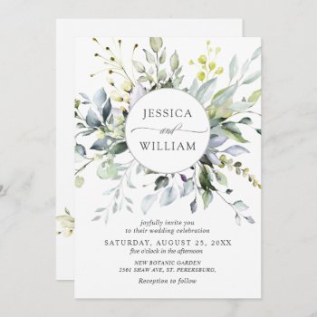 Watercolor Eucalyptus Greenery Wedding Invitation by Elle_Design at Zazzle