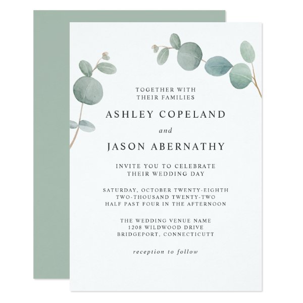 256575834241792771 Watercolor Eucalyptus Greenery Wedding Invitation