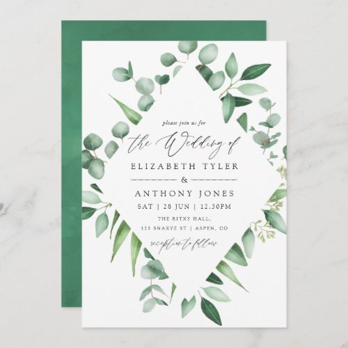 Watercolor Eucalyptus Greenery Wedding Invitation