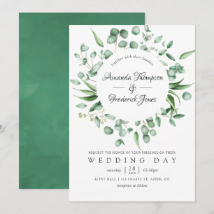 Watercolor Eucalyptus Greenery Wedding Invitation