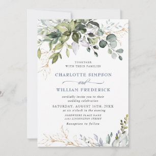 Watercolor Eucalyptus Greenery Wedding Invitation