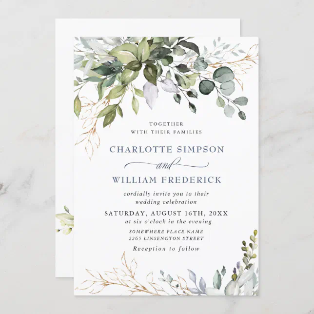 Watercolor Eucalyptus Greenery Wedding Invitation | Zazzle