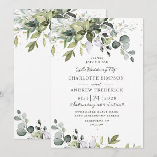 Watercolor Eucalyptus Greenery Wedding Invitation