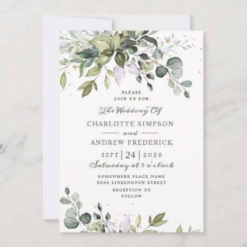 Watercolor Eucalyptus Greenery Wedding Invitation | Zazzle