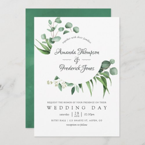 Watercolor Eucalyptus Greenery Wedding Invitation