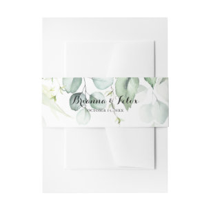 Watercolor Eucalyptus Greenery Wedding Invitation Belly Band