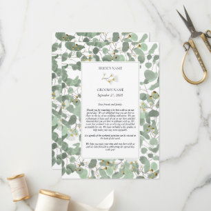 Watercolor Eucalyptus Greenery Wedding Itinerary Program