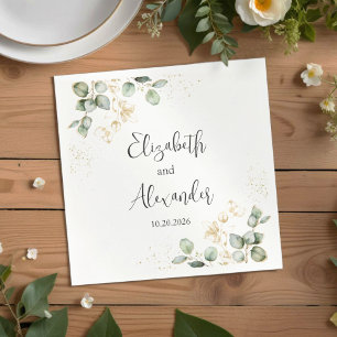 Watercolor Eucalyptus Greenery Wedding Napkins