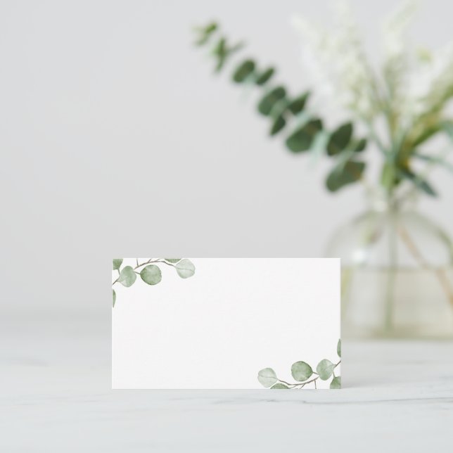 Watercolor Eucalyptus Greenery Wedding Place Card (Standing Front)