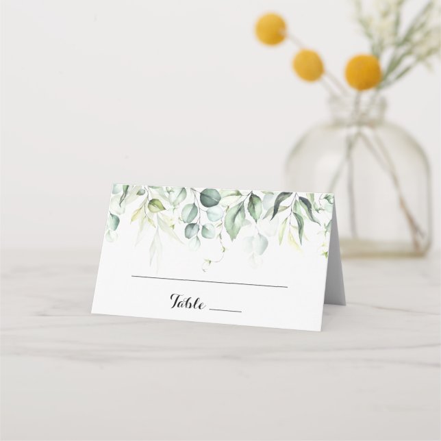 Watercolor Eucalyptus Greenery Wedding  Place Card (Front)