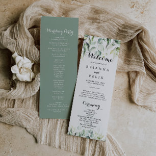 Watercolor Eucalyptus Greenery Wedding Program