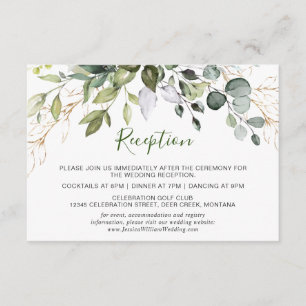 Watercolor Eucalyptus Greenery Wedding Reception Enclosure Card