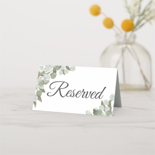 Watercolor Eucalyptus  Greenery Wedding Reserved Place Card