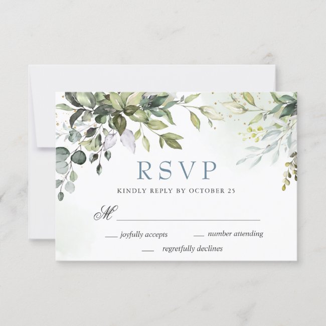 Watercolor Eucalyptus Greenery Wedding RSVP Card