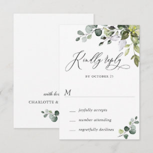 Watercolor Eucalyptus Greenery Wedding RSVP Card