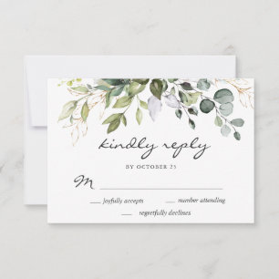 Watercolor Eucalyptus Greenery Wedding RSVP Card