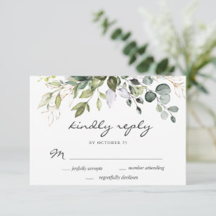 Watercolor Eucalyptus Greenery Wedding RSVP Card