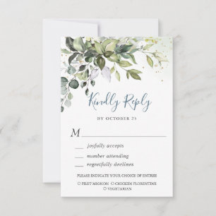 Watercolor Eucalyptus Greenery Wedding RSVP Card