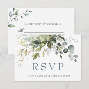Watercolor Eucalyptus Greenery Wedding RSVP Card
