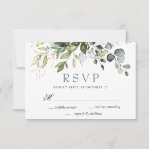 Watercolor Eucalyptus Greenery Wedding RSVP Card
