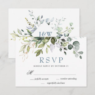 Watercolor Eucalyptus Greenery Wedding RSVP Card