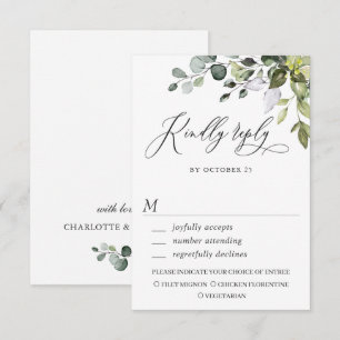 Watercolor Eucalyptus Greenery Wedding RSVP Card