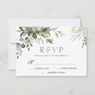 Watercolor Eucalyptus Greenery Wedding RSVP Card