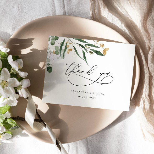 Watercolor eucalyptus greenery wedding thank you c (Creator Uploaded)