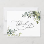 Watercolor Eucalyptus Greenery Wedding  Thank You Card<br><div class="desc">Designed to coordinate with our Boho Greenery wedding collection,  this customizable Flat Thank You card features mixed watercolor greenery leaves paired with a classy serif font in black for an optional message on the back. Matching items available.</div>