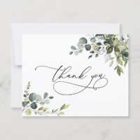 Watercolor Eucalyptus Greenery Wedding  Thank You Card