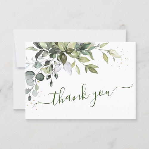 Watercolor Eucalyptus Greenery Wedding Thank You Card