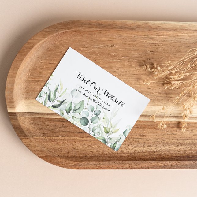Watercolor Eucalyptus Greenery Wedding Website Enclosure Card (Creator Uploaded)