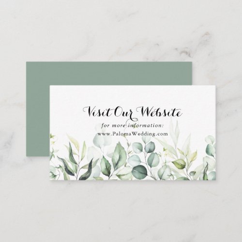 Watercolor Eucalyptus Greenery Wedding Website Enclosure Card